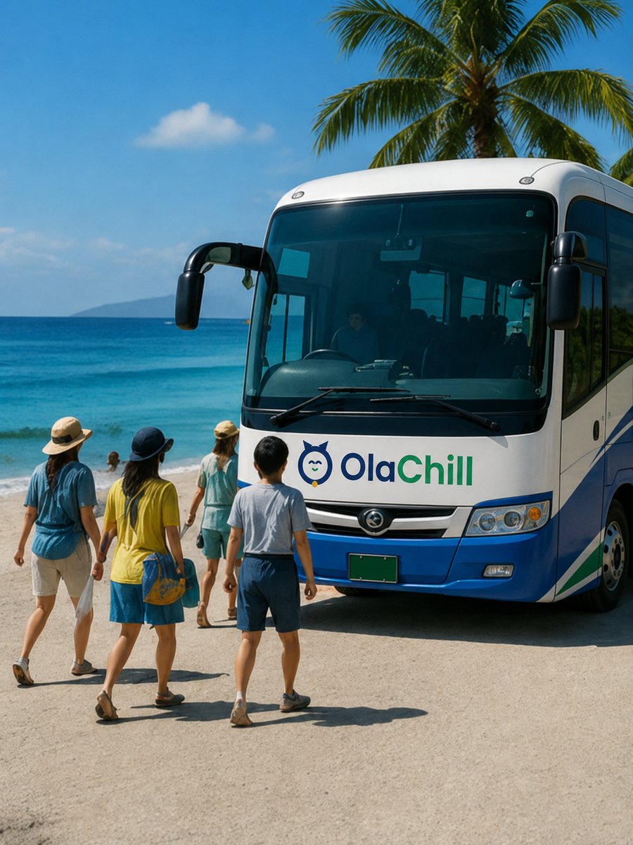 Charter bus for beach days — sand, wet swimsuits and a coach that copes