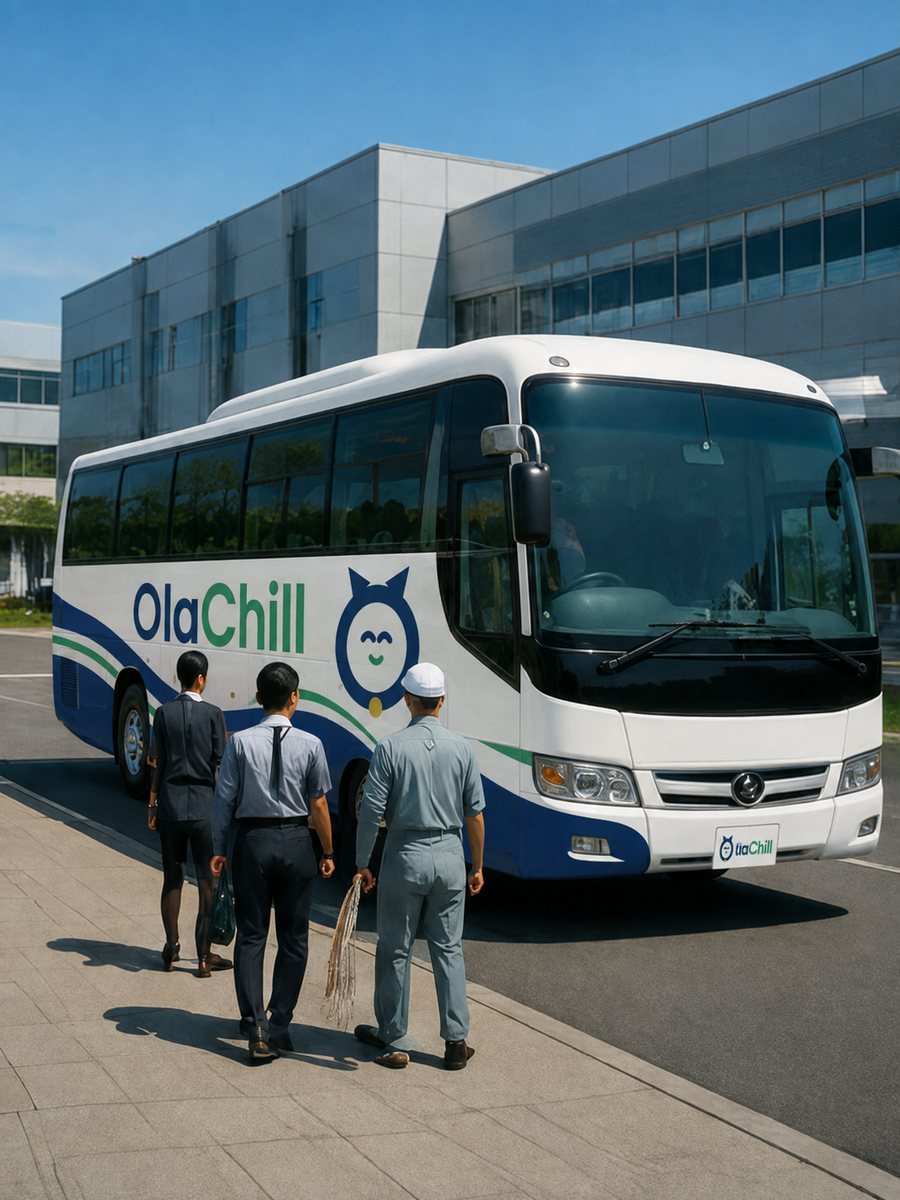 Charter bus for factory and company visits in Japan