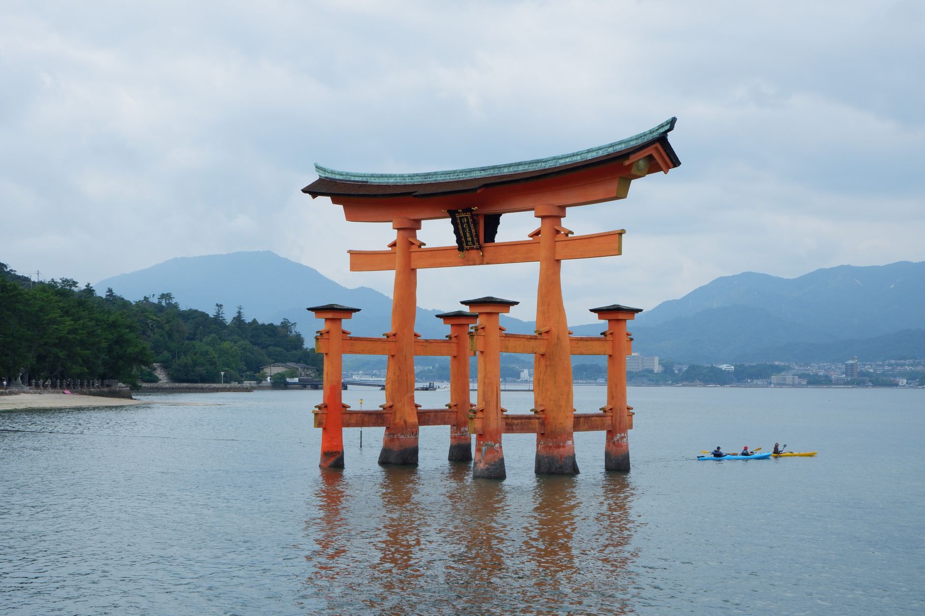 Itsukushima Shrine's floating torii at high tide, Miyajima
