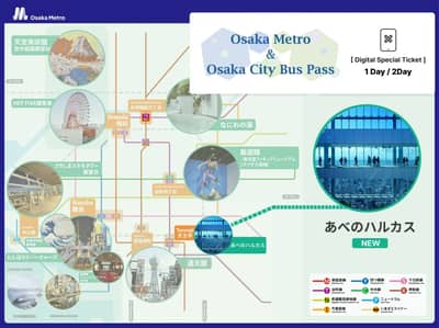 Harukas 300 Observatory Ticket + E-ticket Osaka Metro & Bus Pass